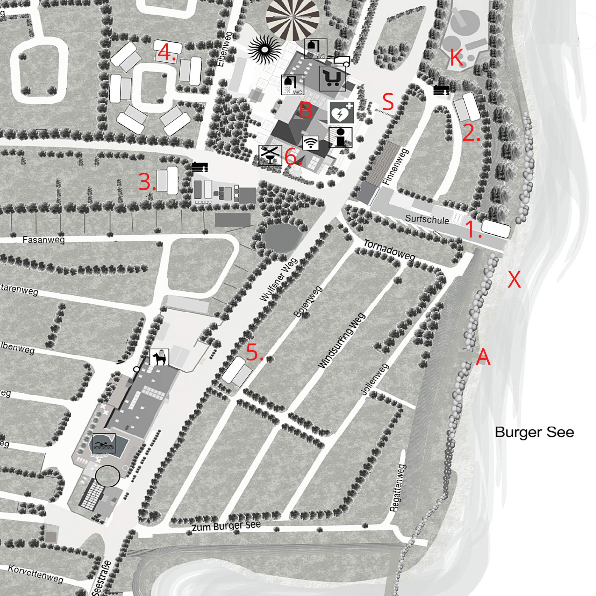 Krimidinner Karte des Campingplatzes Wulfener Hals